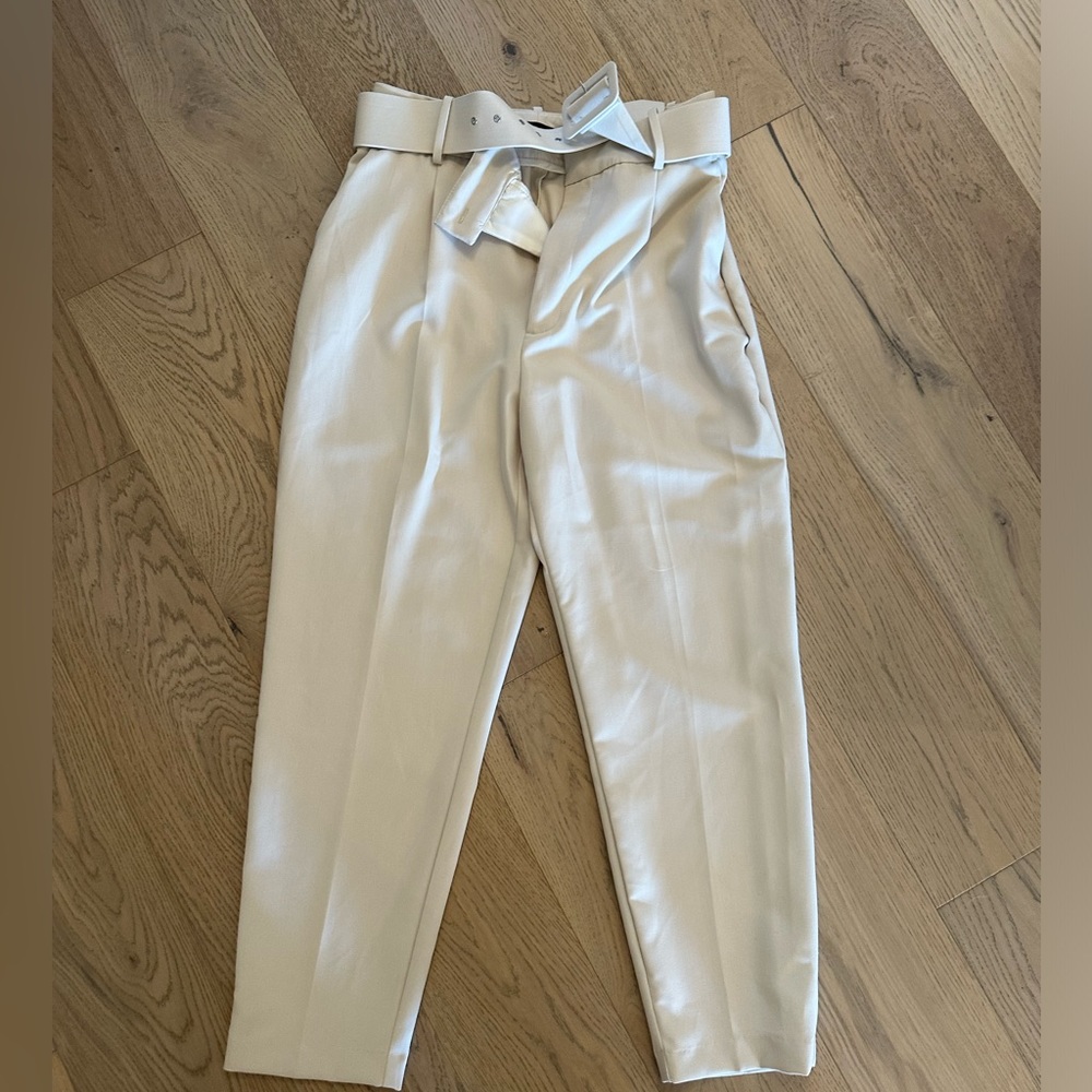 cream zara pants